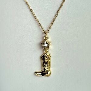 Gold Western Cowboy Boot Pendant Necklace